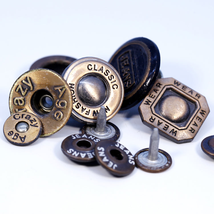 Custom Jeans Garment Alloy Metal Button | Branded Zinc Alloy Denim Buttons for Clothing & Workwear