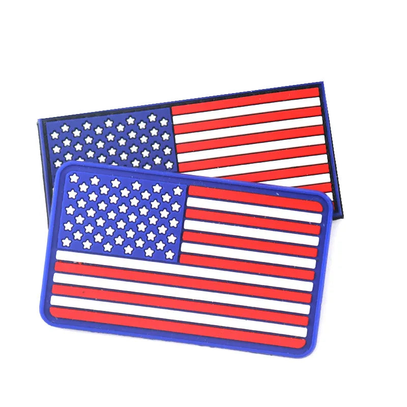 Custom American flag PVC rubber tactical morale patches with raised 3D stars and stripes