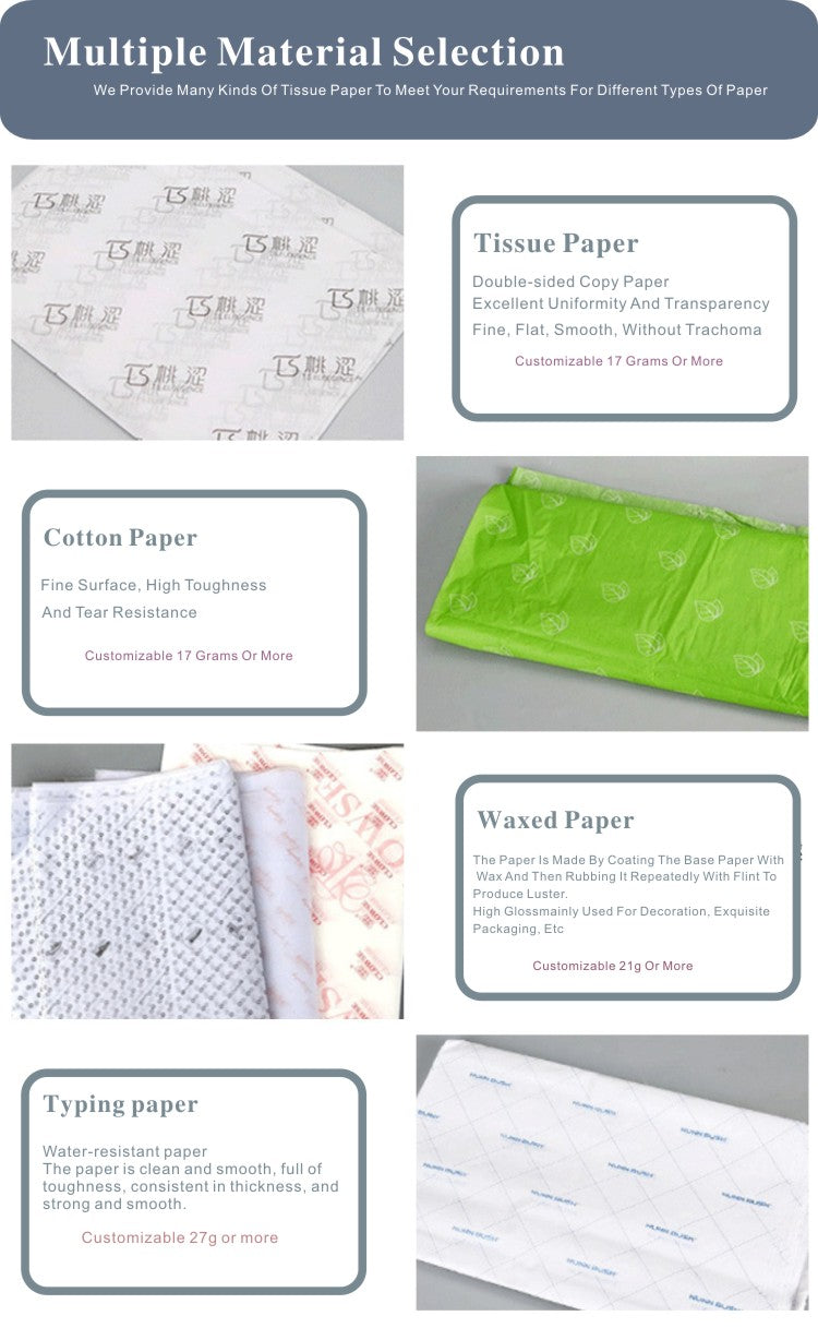 Custom Printed Logo Packaging Tissue Paper | Branded Wrapping for Retail & Gift Boxes