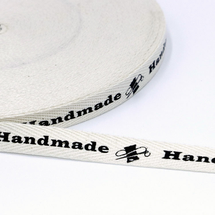 Custom Printed Logo Garment Cotton Tape Webbing | Branded Cotton Twill Tape for Apparel & Packaging