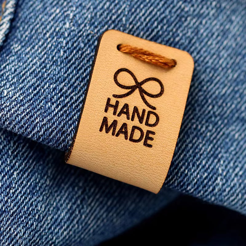 Custom Debossed Logo Jeans Leather Patches – Real & PU Leather Brand Labels