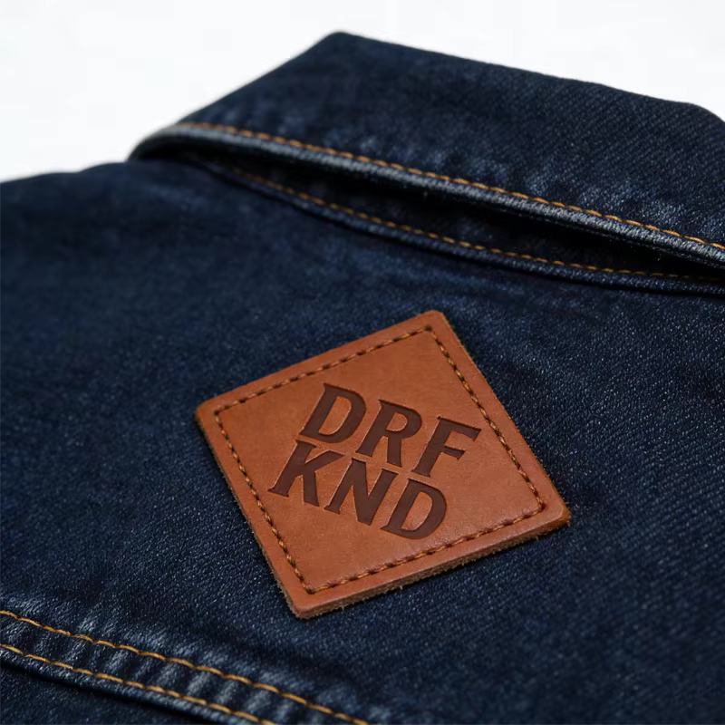Custom Debossed Logo Jeans Leather Patches – Real & PU Leather Brand Labels