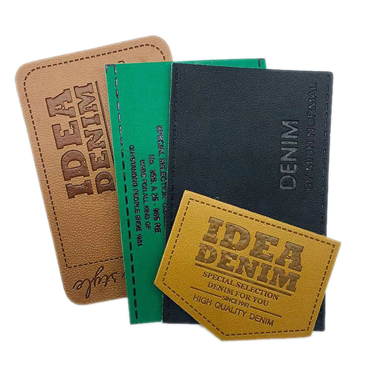 Custom Debossed Logo Jeans Leather Patches – Real & PU Leather Brand Labels