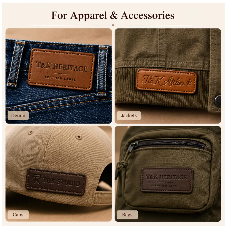 Custom Debossed Logo Jeans Leather Patches – Real & PU Leather Brand Labels
