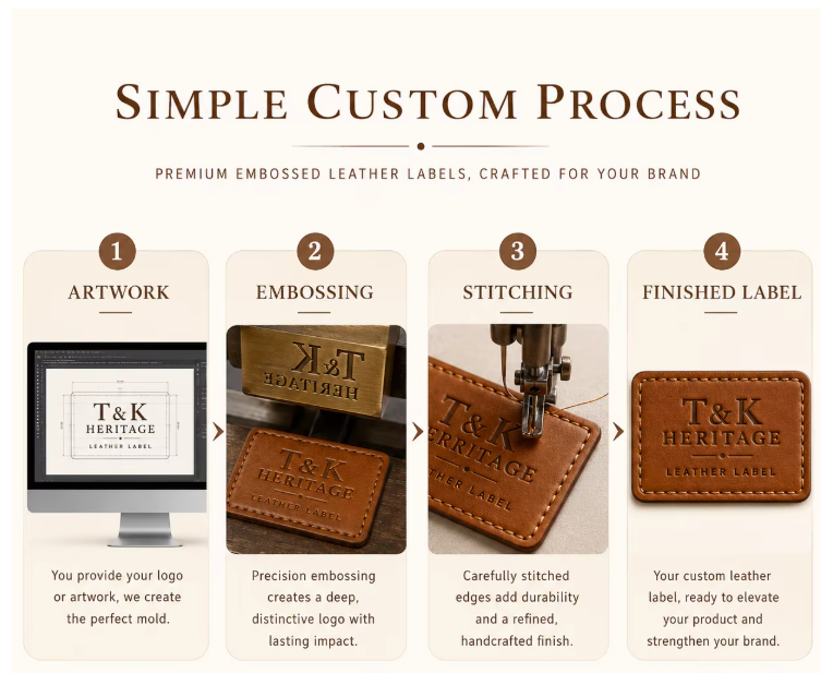 Custom Debossed Logo Jeans Leather Patches – Real & PU Leather Brand Labels