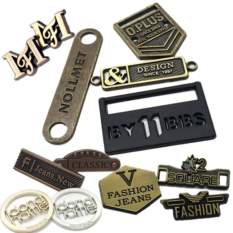 Branded Metal Tags for Jeans | Curved Denim Waistband & Pocket Hardware