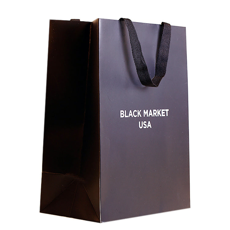 Custom Black Matte Shopping Paper Bag