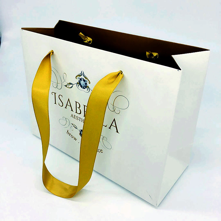 Custom White Red Ribbon Fashion Shopping Bag