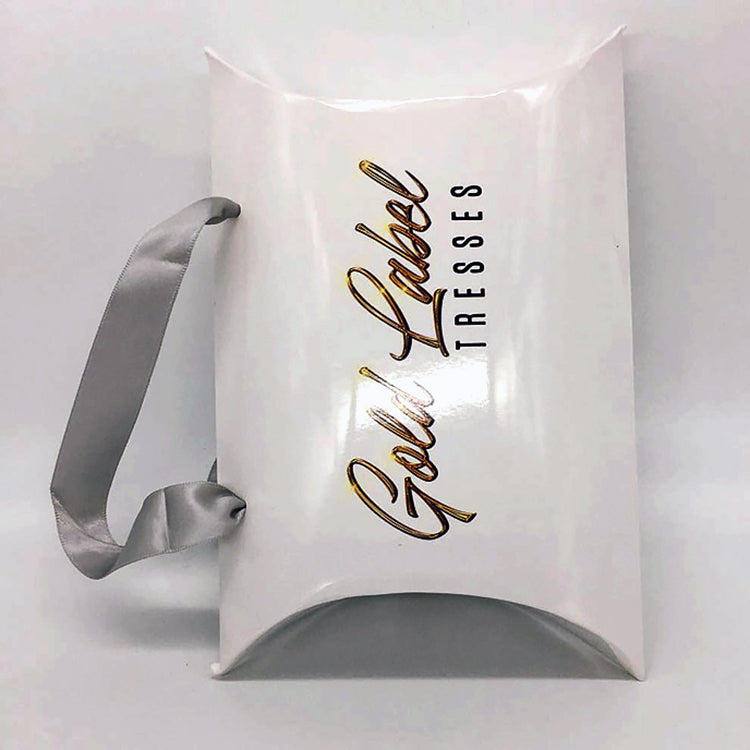 Custom White Gold Ribbon Shopping Bag