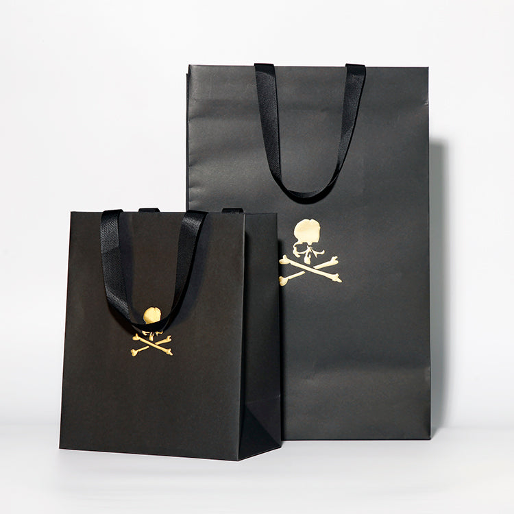 Custom Grey Ribbon Handle Shopping Bag
