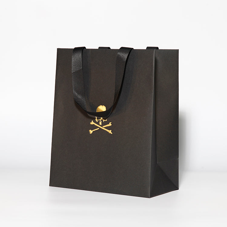 Custom Black Skull Print Shopping Bag