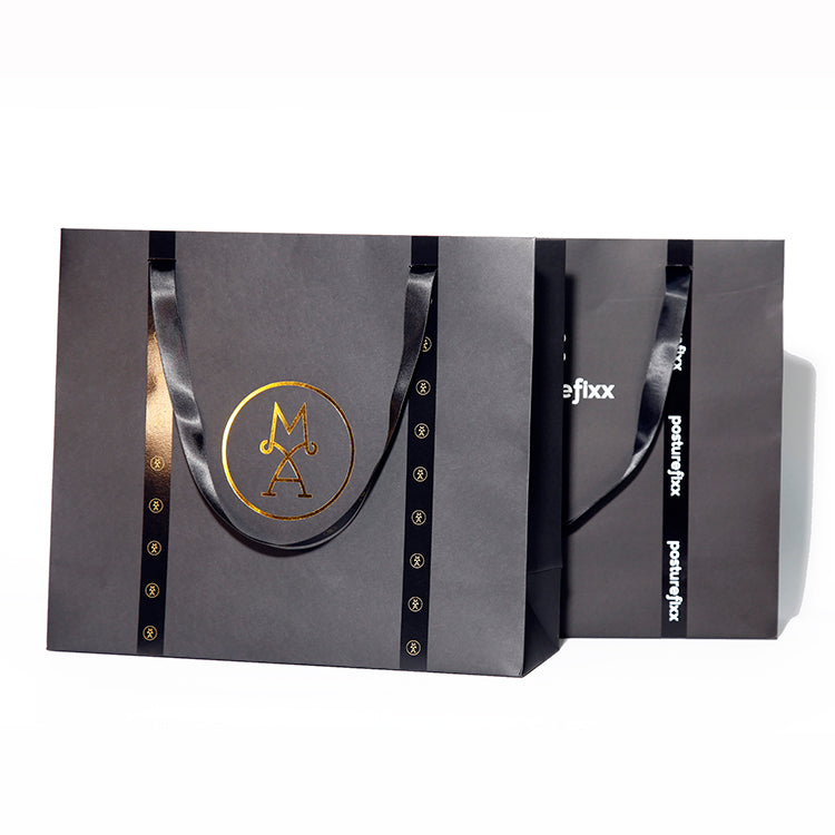 Custom Grey Ribbon Handle Shopping Bag