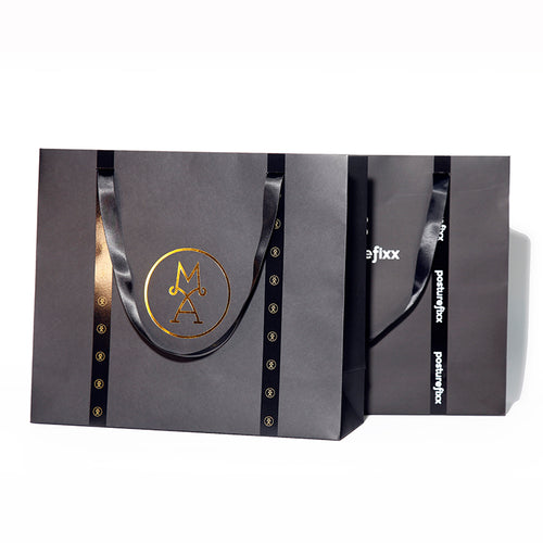 Custom Grey Ribbon Handle Shopping Bag