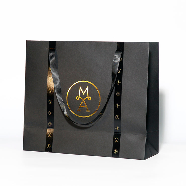 Custom Black Matte Shopping Paper Bag