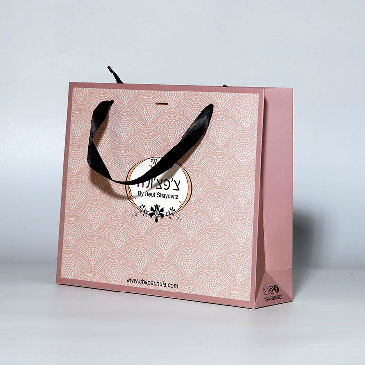 Custom Pink Pattern Rope Handle Paper Bag