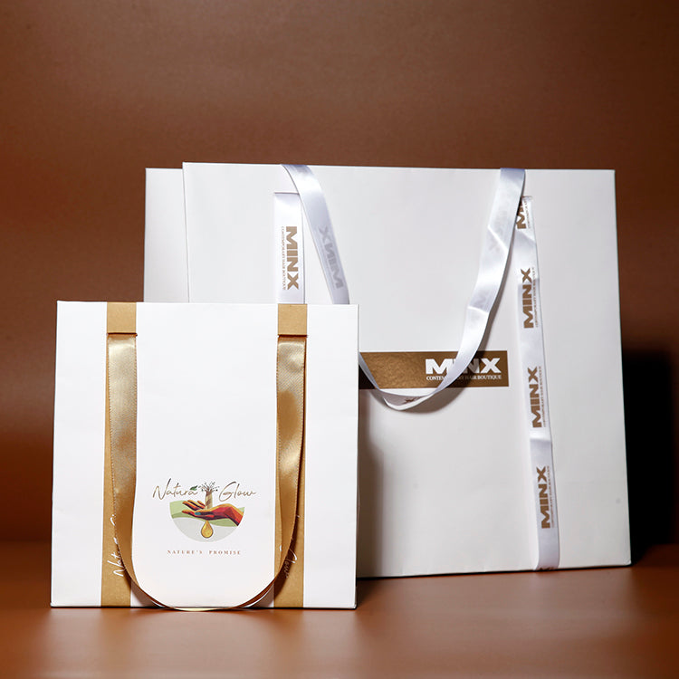 Custom White Luxury Ribbon Shopping Bag