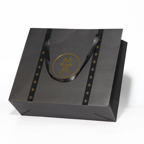 Custom Grey Ribbon Handle Shopping Bag