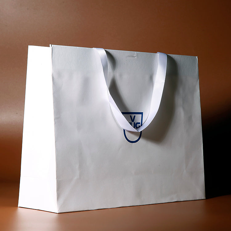 Custom White Luxury Ribbon Shopping Bag
