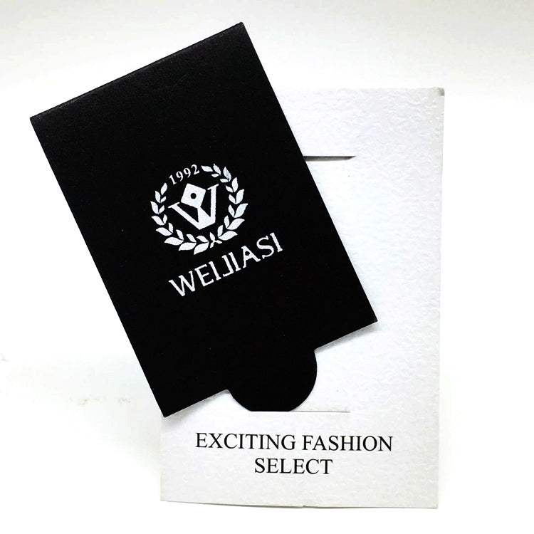 Custom Die-Cut Black Glitter Hang Tag – Gold Foil Monogram & Frosted Layer