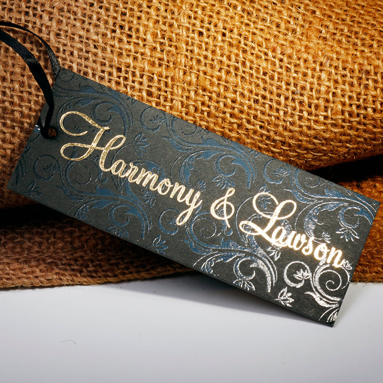 Custom Hot Stamping Letterpress Denim Hang Tag – Cotton Fiber Card & Double-Sided Print