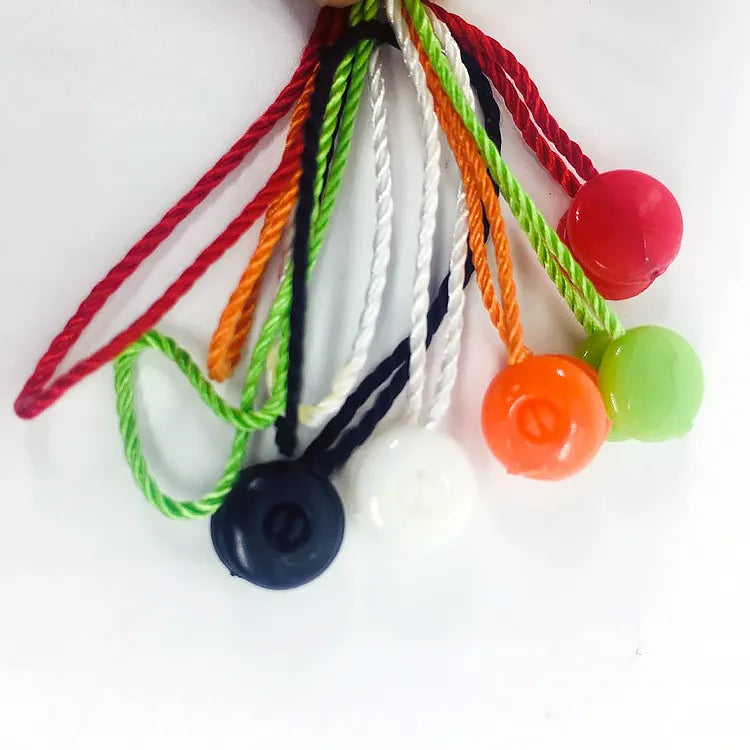 Colorful twisted cords with round plastic ball snap locks