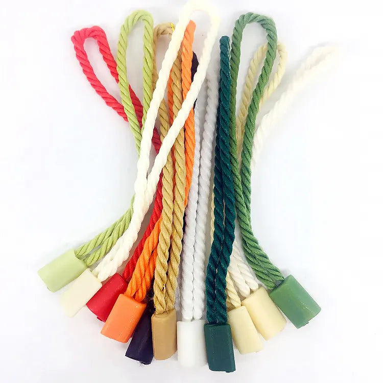 Colorful twisted cords with plastic cylindrical barrel locks