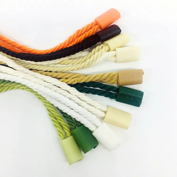 Colorful twisted cords with plastic barrel locks