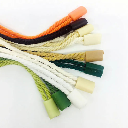 Colorful twisted cords with plastic barrel locks