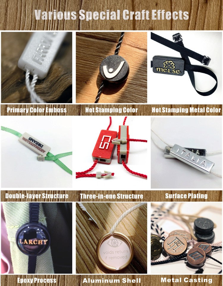 Custom Logo Clothing Hang Tag Plastic String Tag – Garment Branding