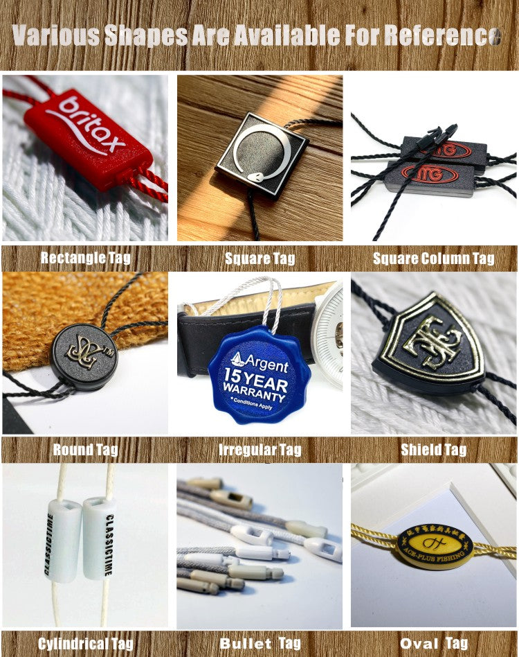 Custom Logo Clothing Hang Tag Plastic String Tag – Garment Branding