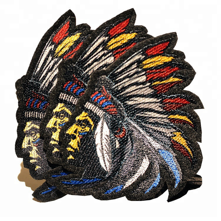 Custom Native American Chief Headdress Embroidered Woven Patch