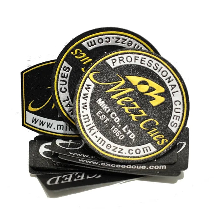 Custom Mezz Cues Woven Patch | Black & Gold Logo Badge