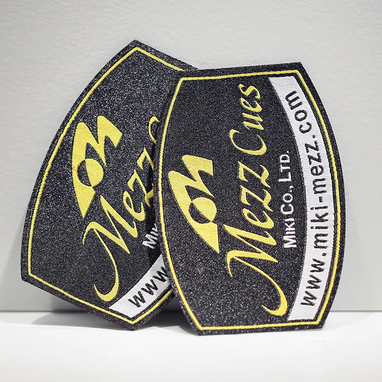 Custom Mezz Cues Woven Patch | Black & Gold Logo Badge
