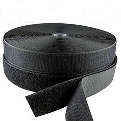 Two dark hook and loop rolls and loose hook and loop ends