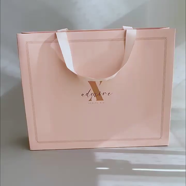 Custom Pink Pattern Rope Handle Paper Bag