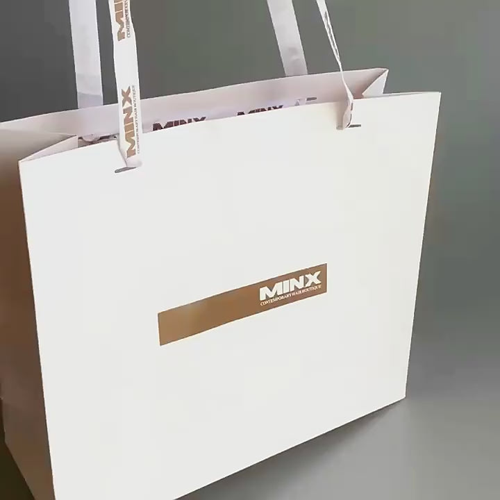 Custom White Luxury Ribbon Shopping Bag