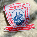 Custom Woven Clothing Label - Shield Badge Style