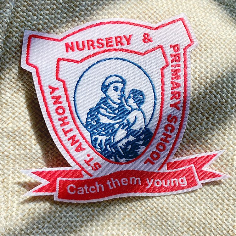 Custom Woven Clothing Label - Shield Badge Style